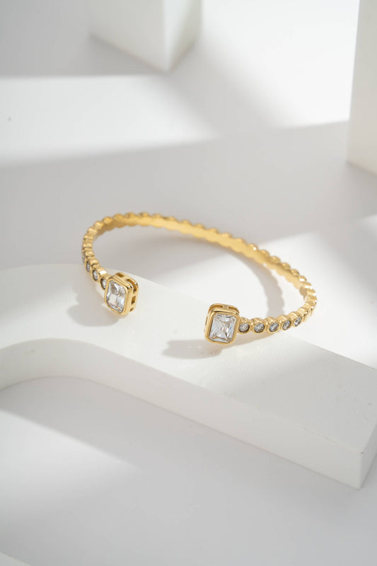 Roestvrijstalen Armband Met Vierkante Stenen Elegante Chic: Geelgoud|Beautiva Boutique