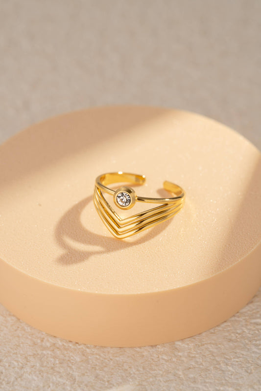 Verstelbare ring van roestvrij staal met fonkelend kristal| Beautiva Boutique