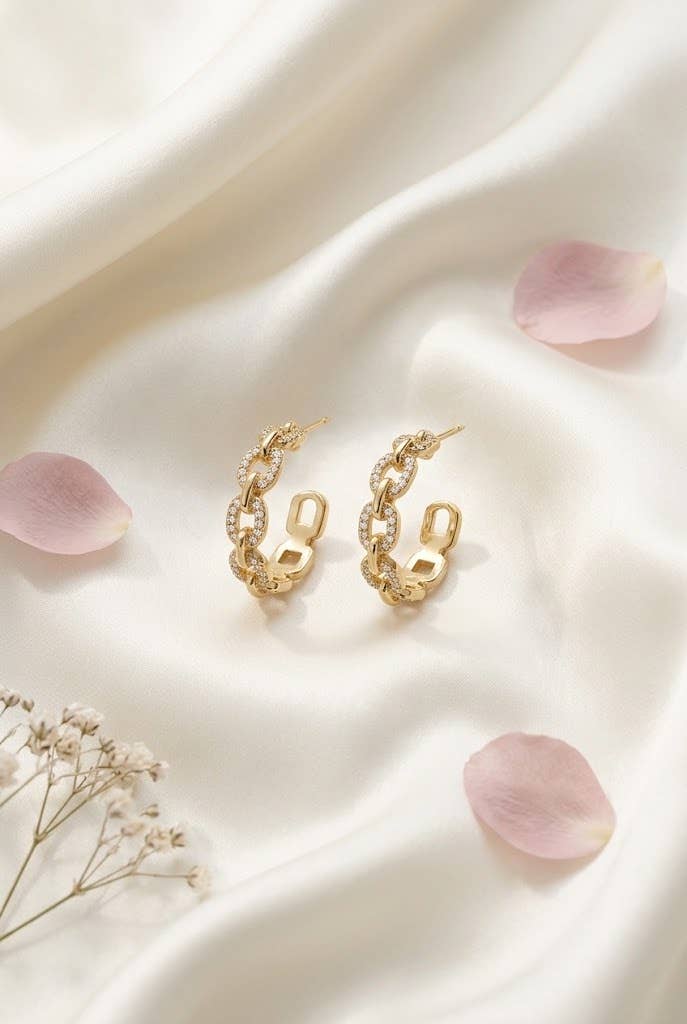 Creolen rechthoekige strass  oorbellen , roestvrij staal |  Verguld |Beautiva Boutique