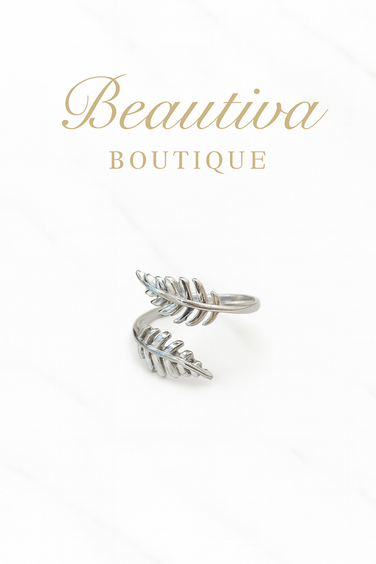 Luxe RVS Ring Leaf Design | Beautiva Boutique