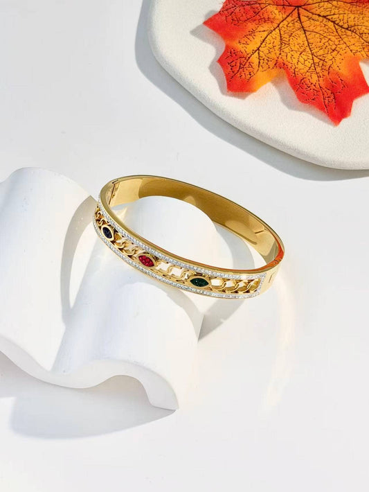 Gouden stalen armband met gekleurde kristallen chic | Beautiva Boutique