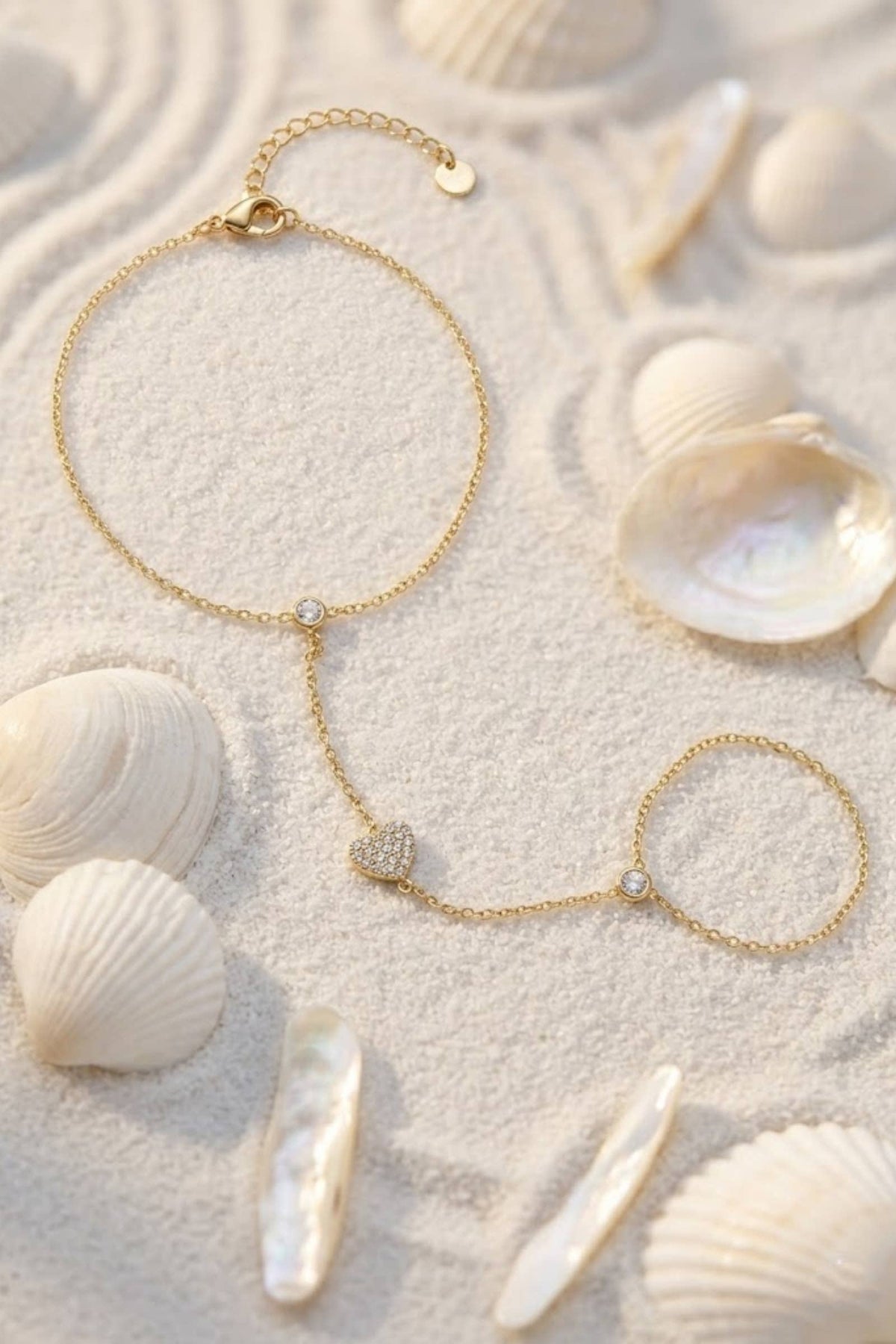 Handketting met hart van zirkonia in roestvrij staal: Gouden |Beautiva Boutique