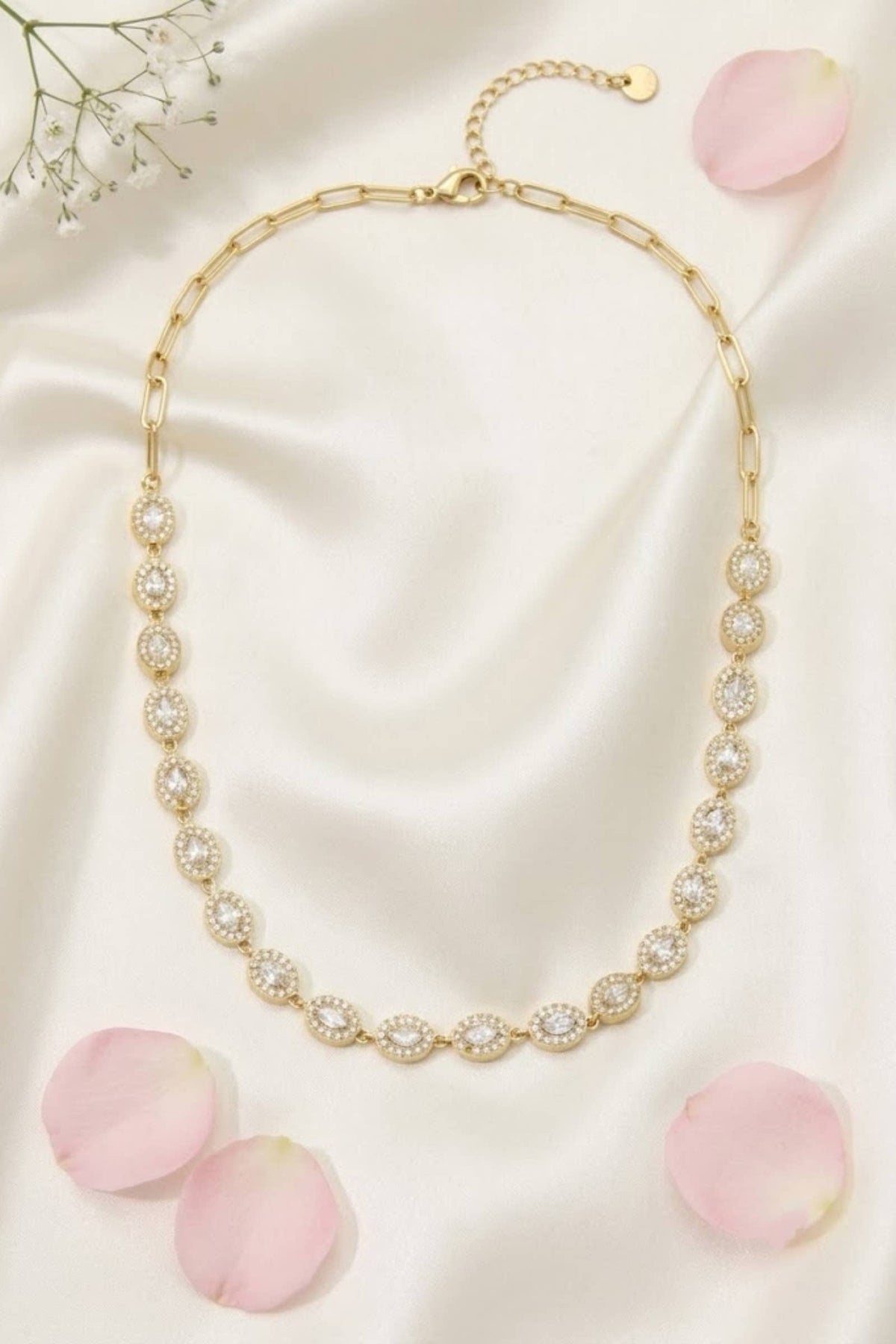 Strassketting van roestvrij staal – tijdloze glans: Verguld |Beautiva Boutique