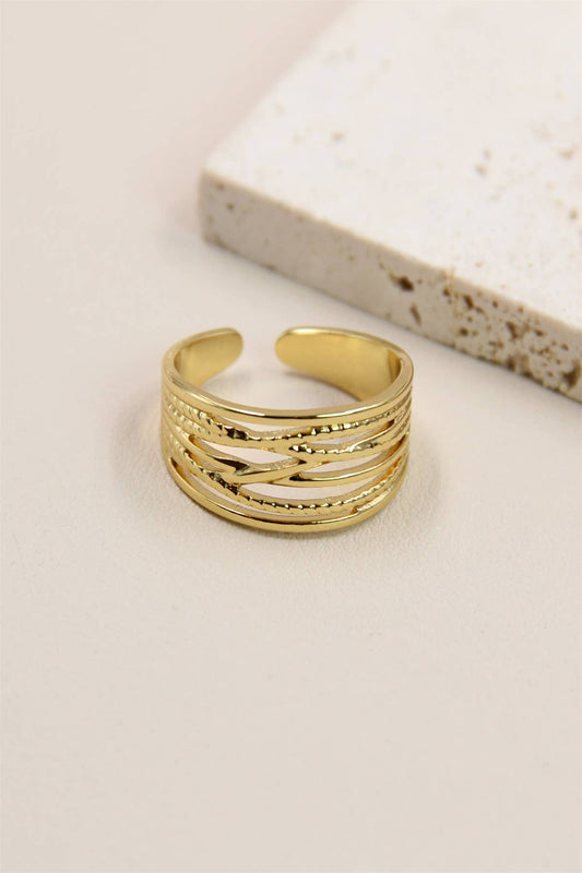 Verstelbare Ring Geometrisch Ontwerp In Roestvrij Staal: Verguld |Beautiva Boutique