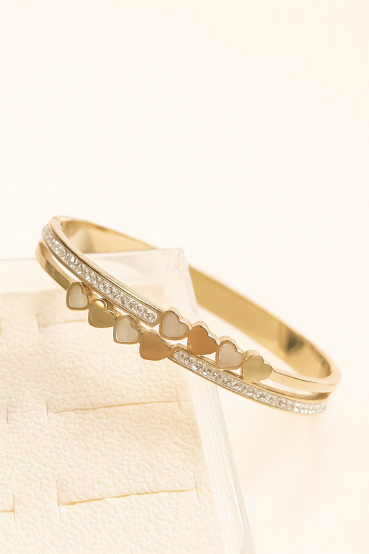 White Hearts Armband, RVS| Beautiva Boutique