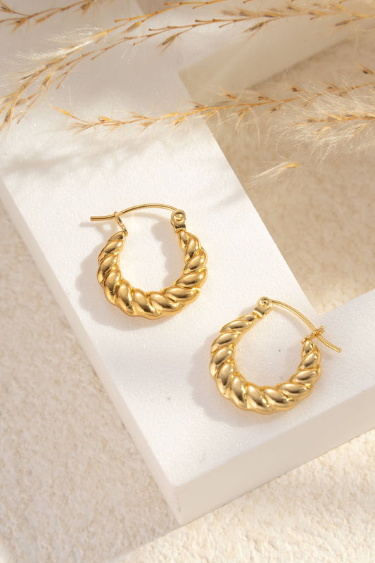Gouden gedraaide creolen van roestvrij staal met touw-effect|Beautiva Boutique
