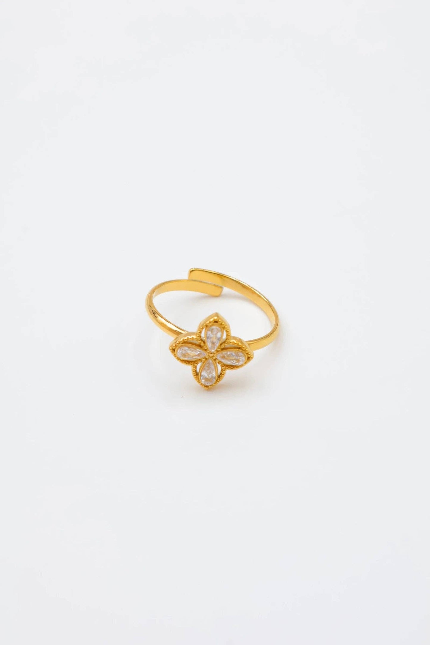 Klaver Ring Roestvrijstaal 14K verguld |Beautiva Boutique