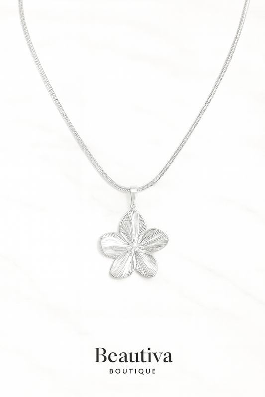 RVS Ketitng, necklace Zilveren Bloem van Elegantie | Beautiva Boutique