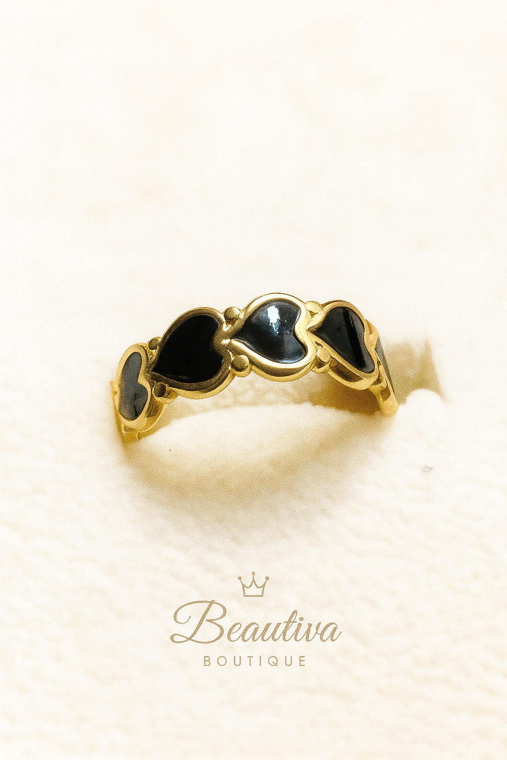 Black Heart Ring, RVS| Beautiva Boutique