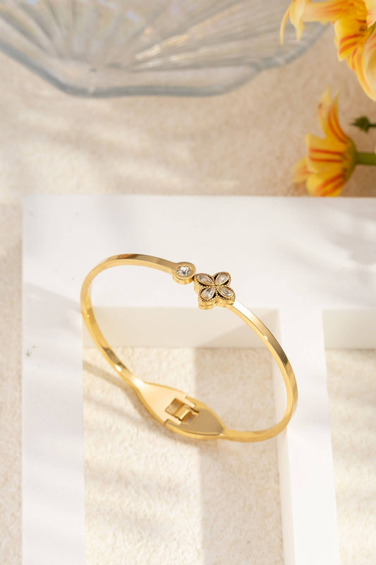Elegante roestvrijstalen klaver kristal armband|Beautiva Boutique