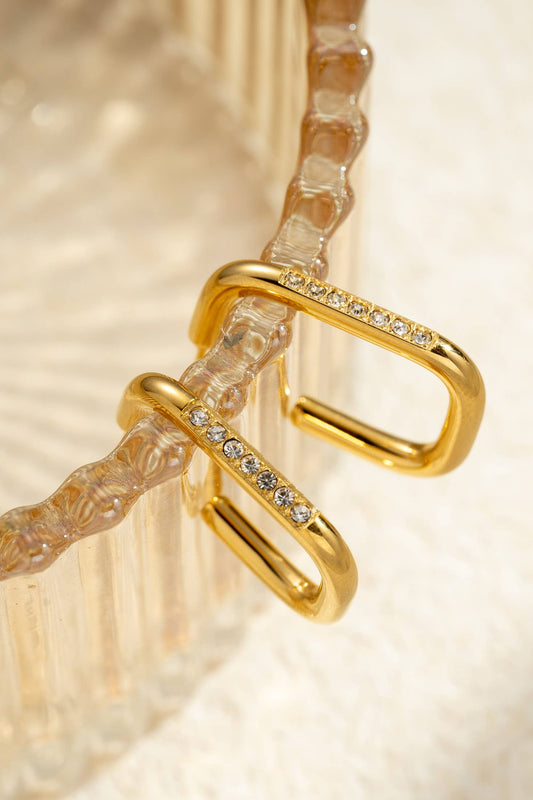 Rechthoekige creolen versierd met kristallen|Beautiva Boutique