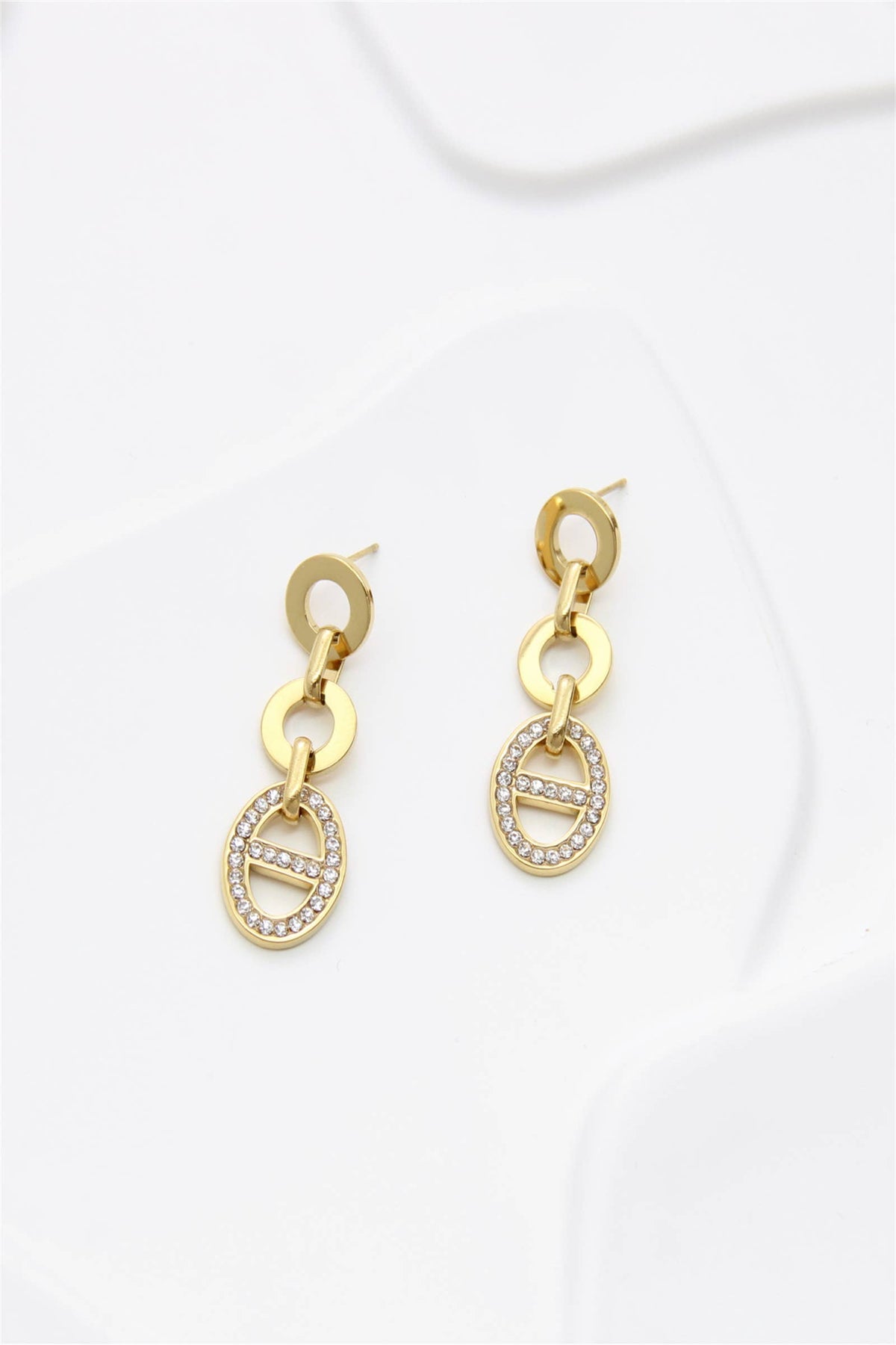 Hangende Ovale Strass oorbellen Roestvrijstaal| Beautiva Boutique