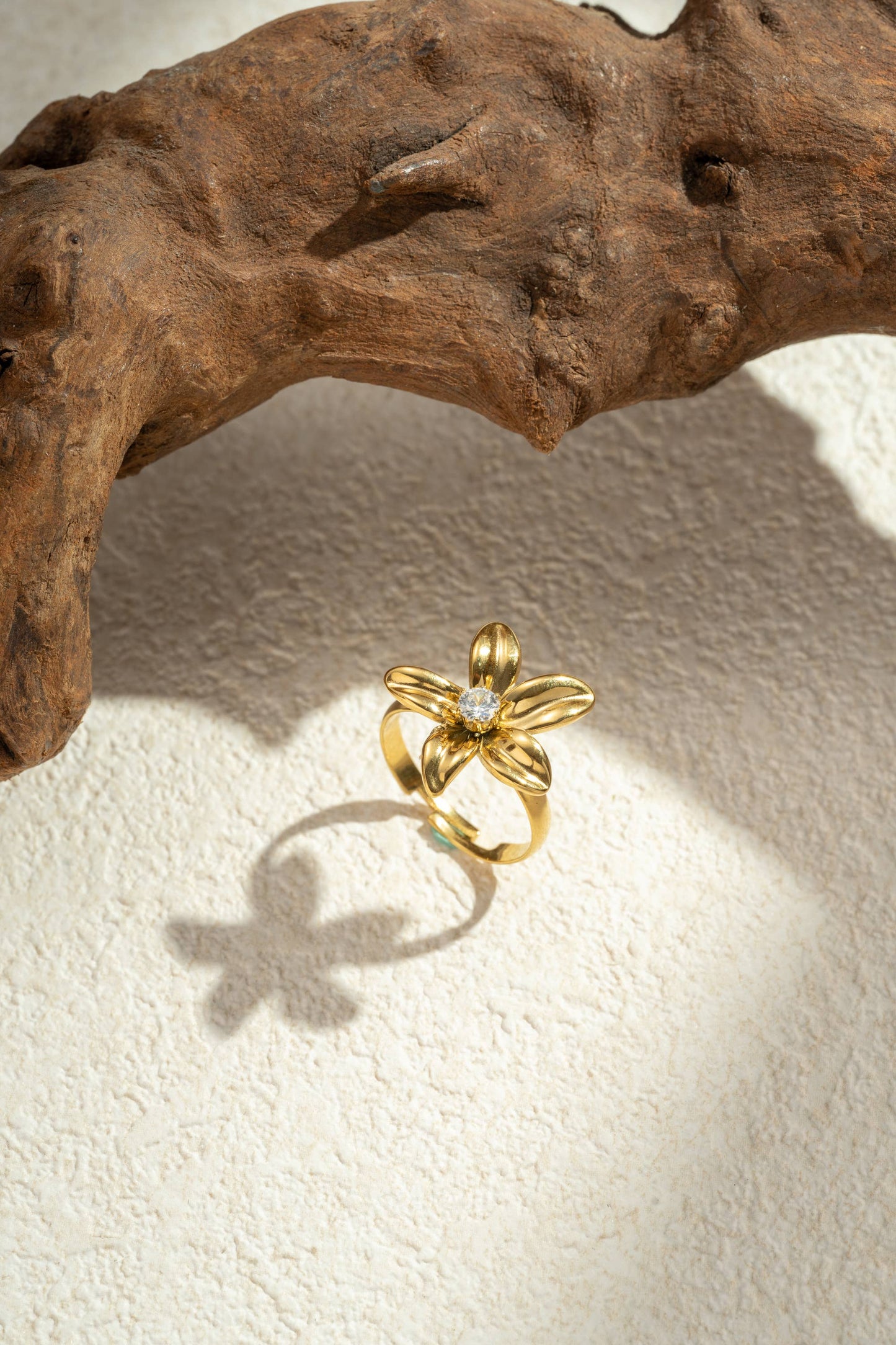 Roestvrij Stalen Bloemen Ketting Ring Oorbellen Kristal sieraden set |Beautiva Boutique