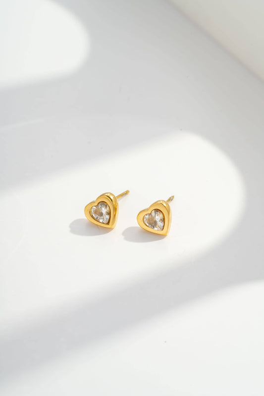 Minimalistische Hartvormige Oorbellen Bezet met Kristal Staal|Beautiva Boutique