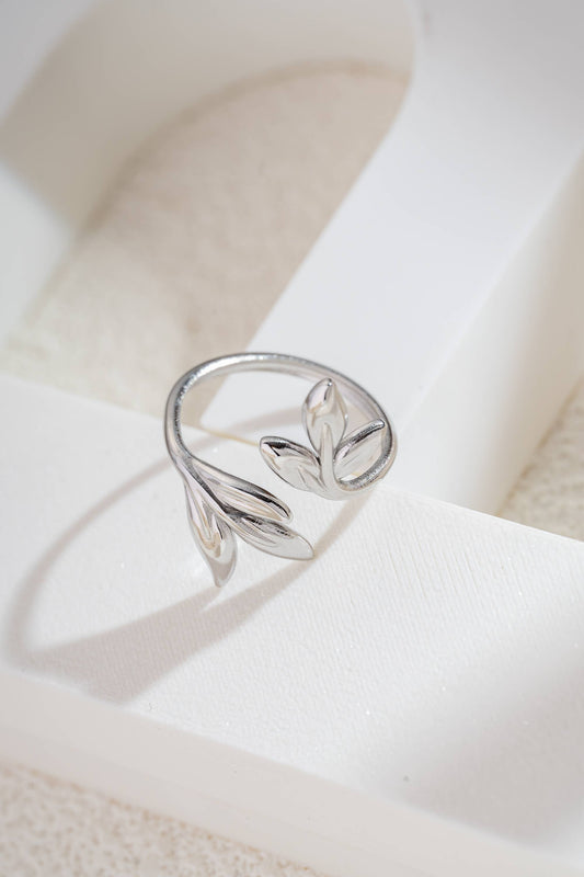 Roestvrijstalen Ring Open Bladeren – Goud of Zilver: Geld|Beautiva Boutique