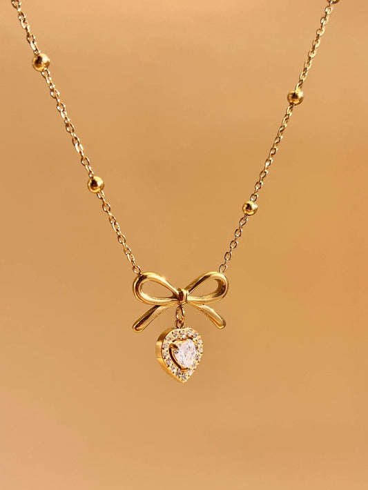 Vergulde Ketting van Roestvrij Staal – Hanger met Knoop en Hart Goud | Beautiva Boutique