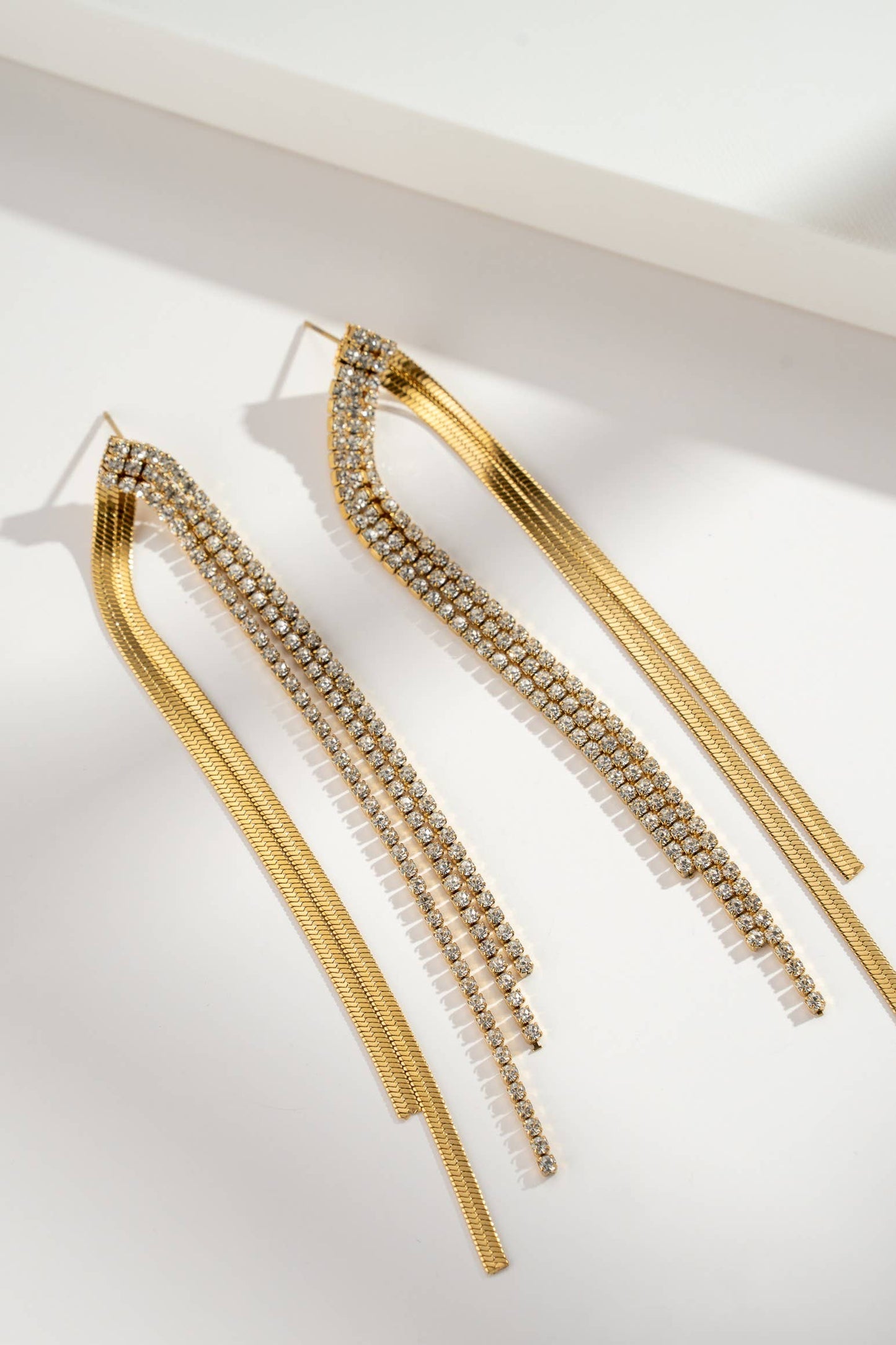 Lange Chique oorbellen met strass voor dames van roestvrij staal|Beautiva Boutique