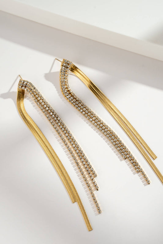 Lange Chique oorbellen met strass voor dames van roestvrij staal|Beautiva Boutique