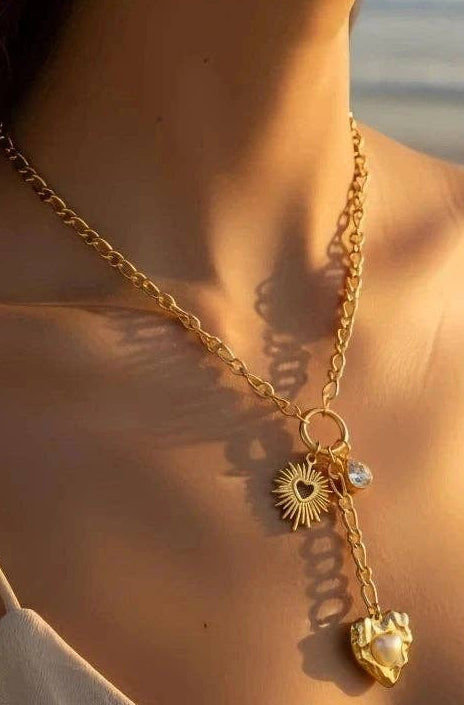 Roestvrijstalen Hart Hanger Ketting verguld |Beautiva Boutique
