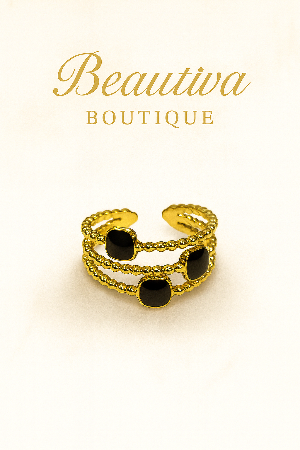 Black Elegance Ring, RVS| Beautiva Boutique