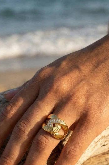 Grote Knoop Ring en strass steentjes Roestvrijstaal Verguld |Beautiva Boutique