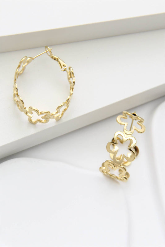 Gouden RVS Klaver Creolen Oorbellen |Beautiva Boutique