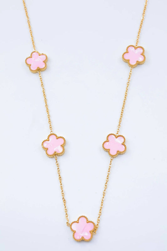 Roestvrijstalen 14 Karaats Vergulde klaverketting kleur Roze |BeautivaBoutique