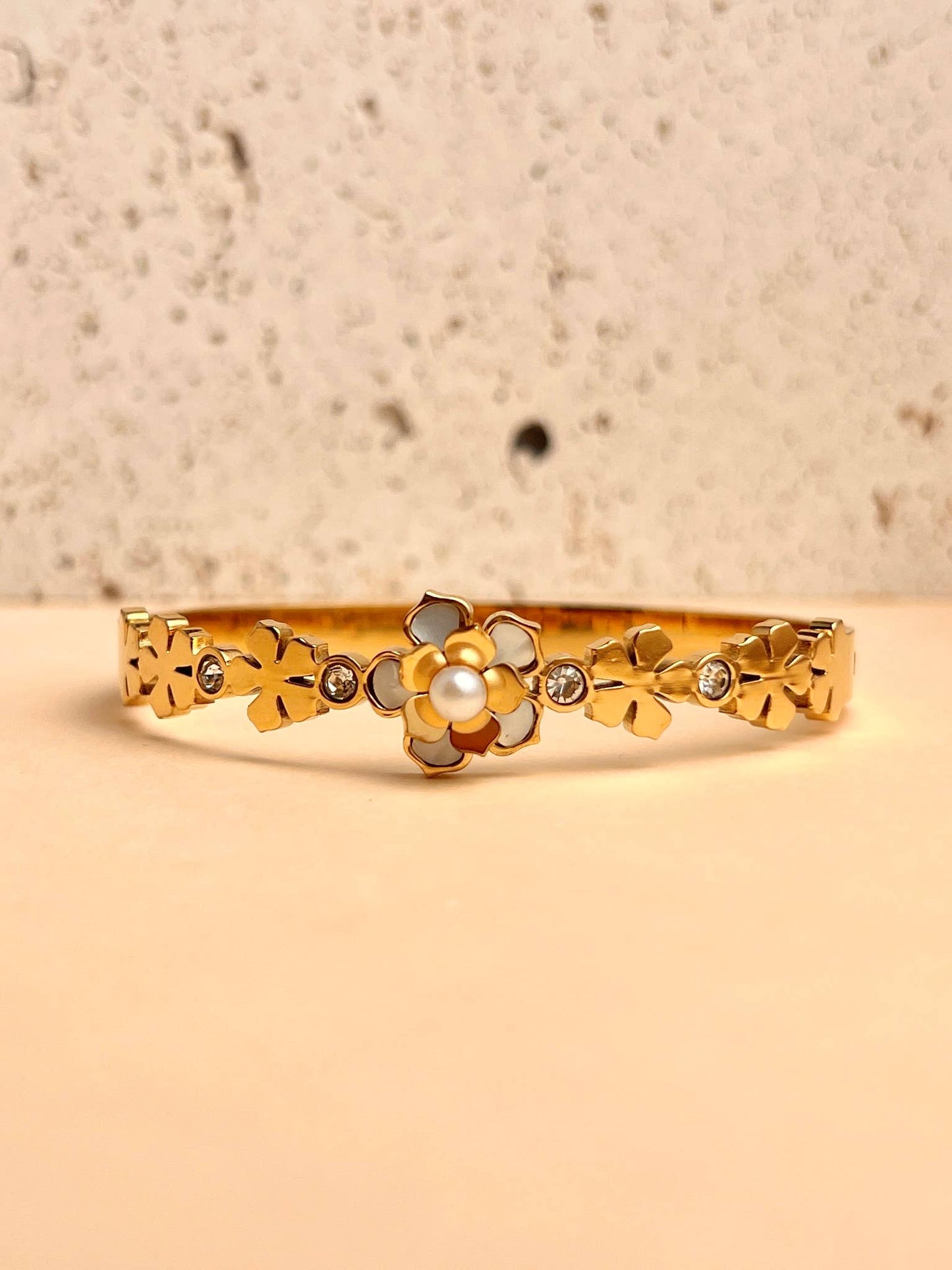 Bloemen & Parel Armband – Roestvrij Staal| Beautiva Boutique