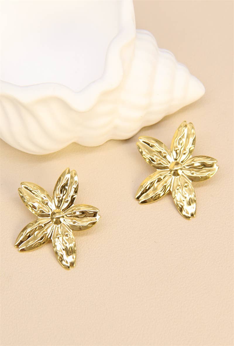 Roestvrijstalen Bloem Oorbellen: Verguld |Beautiva Boutique