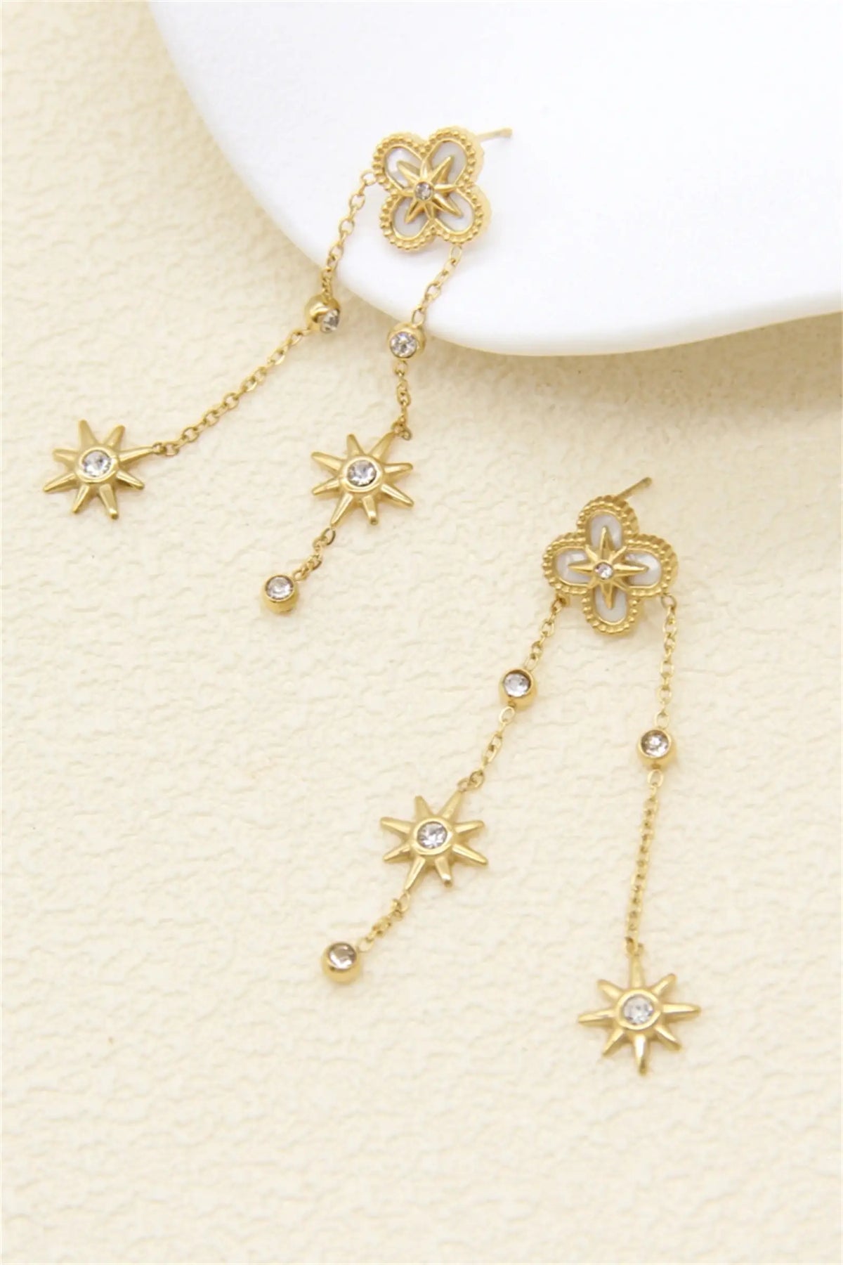 Oorbellen met sterren en strass van roestvrij staal |Beautiva Boutique