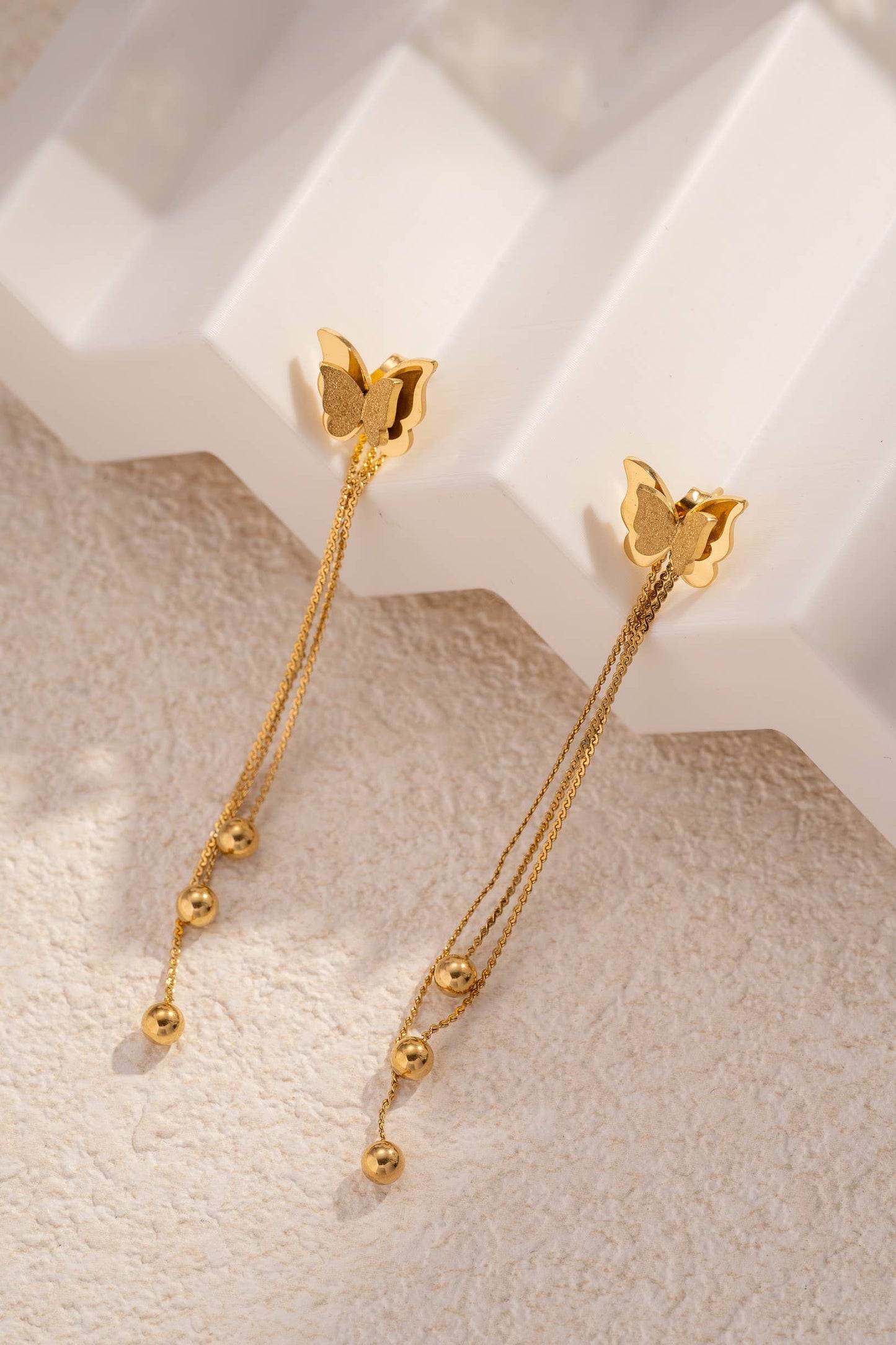 Verfijnde Gouden Vlinder Oorbel van Roestvrij Staal |Beautiva Boutique