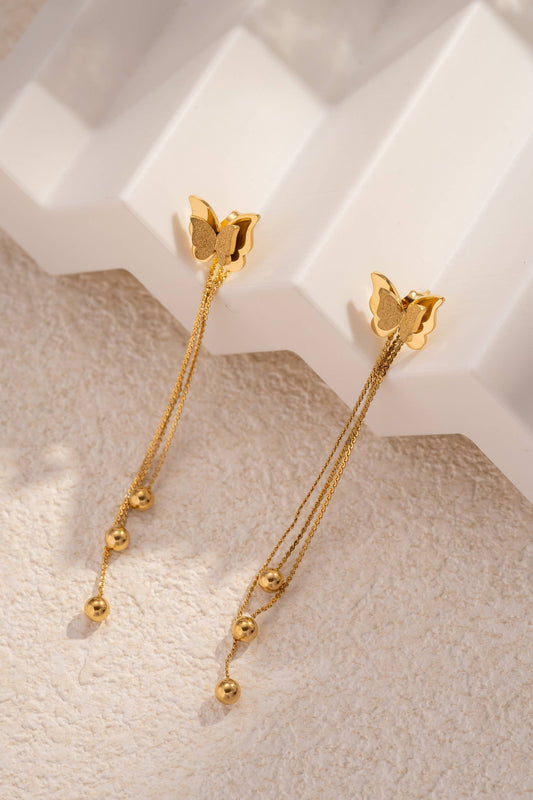Verfijnde Gouden Vlinder Oorbel van Roestvrij Staal |Beautiva Boutique