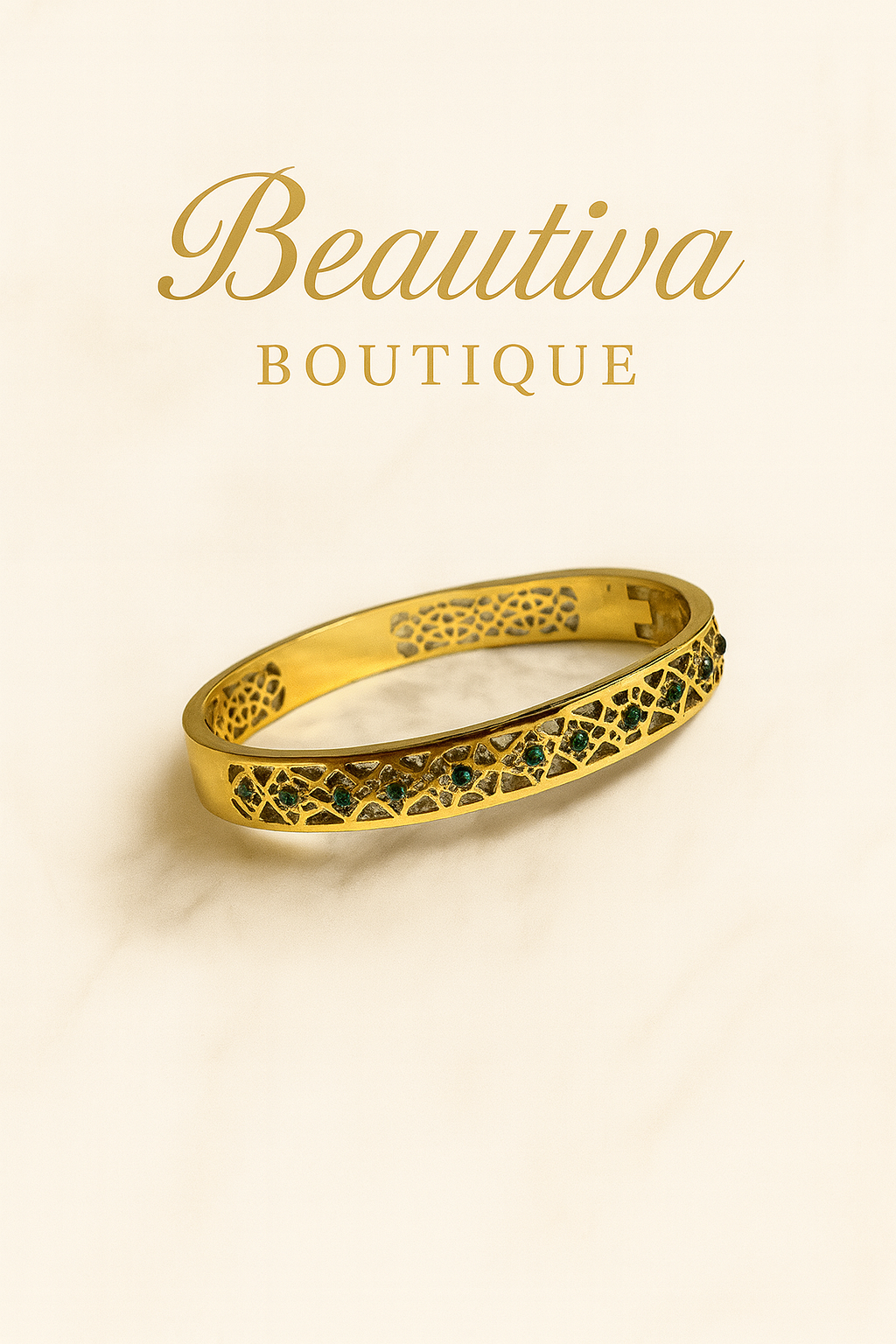 Emerald Mozaic Armband, 18k verguld RVS| Beautiva Boutique