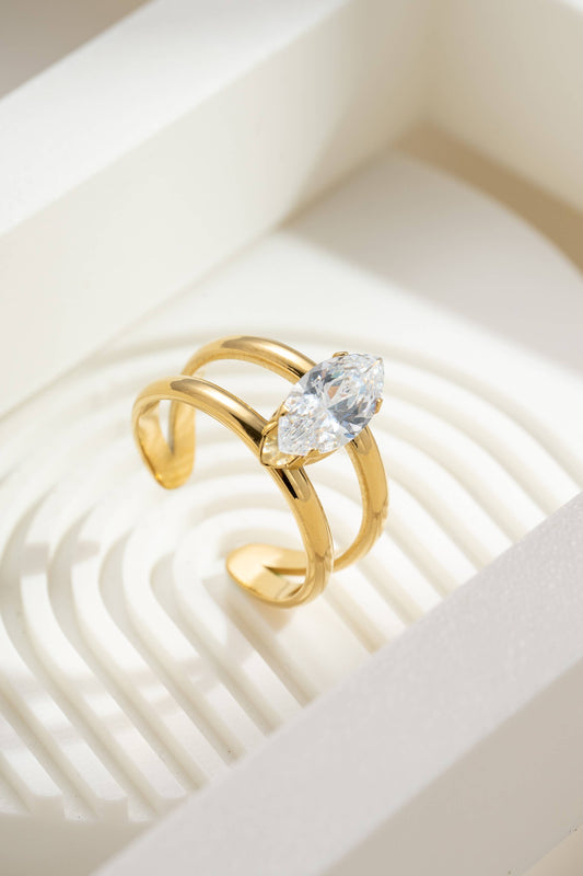 Gouden Marquise Ring Transparant Kristal Roestvrij Staal|Beautiva Boutique