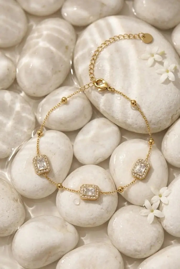Strass Armband Rechthoek van Roestvrij Staal – Chique en Verfijnd: |Beautiva Boutique