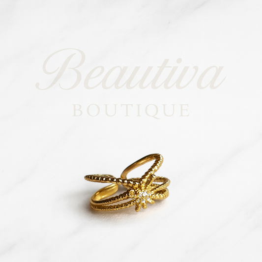 Zonster Design Ring  , 18K verguld RVS| Beautiva Boutique