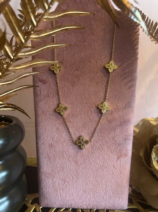 Butterfly Bloom Ketting, 18K verguld RVS | Beautiva Boutique