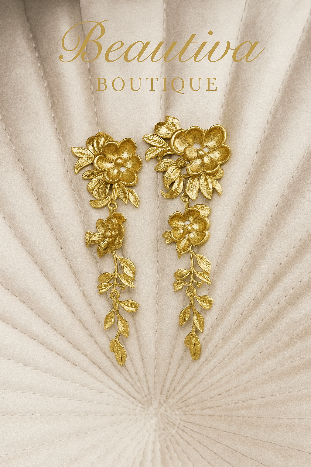 Luxe Goudkleurige Bloem oorbellen, Statement Design|Beautiva Boutique