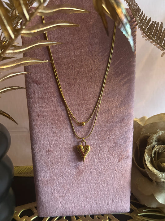 Dubbele Wikkelketting Gouden Hart Chic, Modern Minimalistisch |Beautiva Boutique