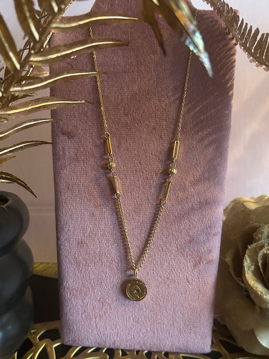 Fijne kettinghanger muntstuk verguld roestvrij staal Goud | Beautiva Boutique