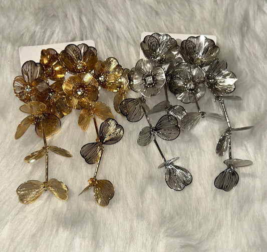 Zilverkleurige Grote Bloem Oorbellen | Beautiva Boutique