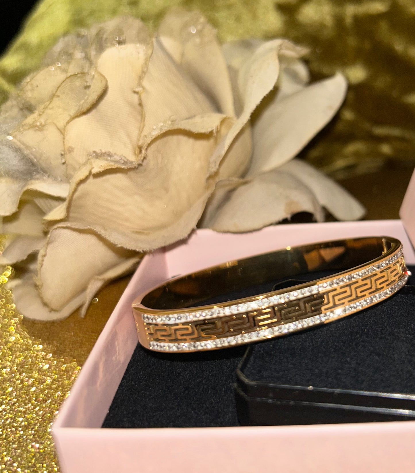 Golden Greek Luxe Armband, 18K verguld RVS met Kristallen| Beautiva Boutique