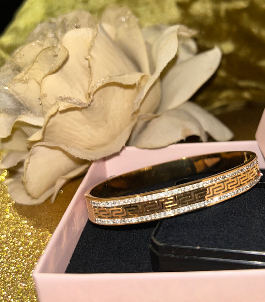 Golden Greek Luxe Armband, 18K verguld RVS met Kristallen| Beautiva Boutique