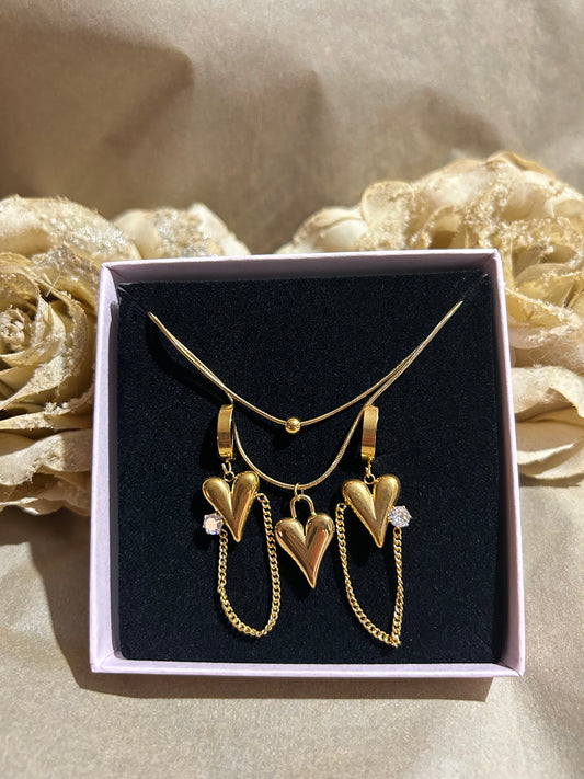 Roestvrij stalen sieraden set ketting en bijpassende oorbellen met strass steentje | Beautiva Boutique