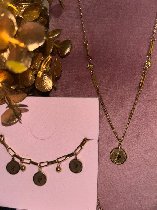 Sieraden set verguld met munten| Beautiva Boutique