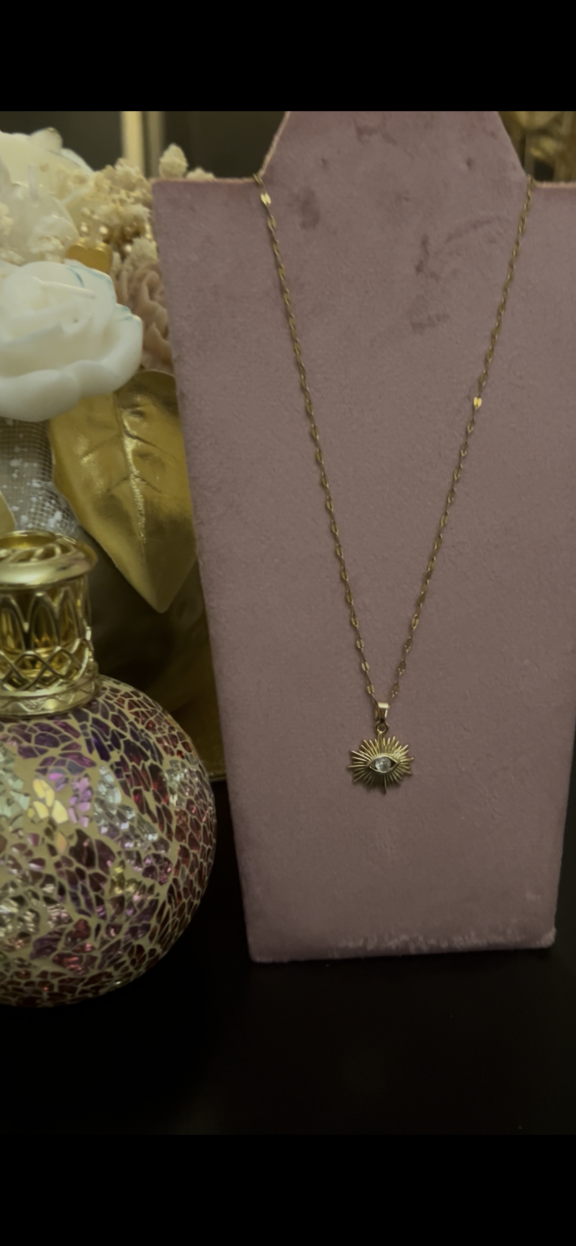 18K Vergulde RVS Ketting- Sun Eye Charm | Beautiva Boutique