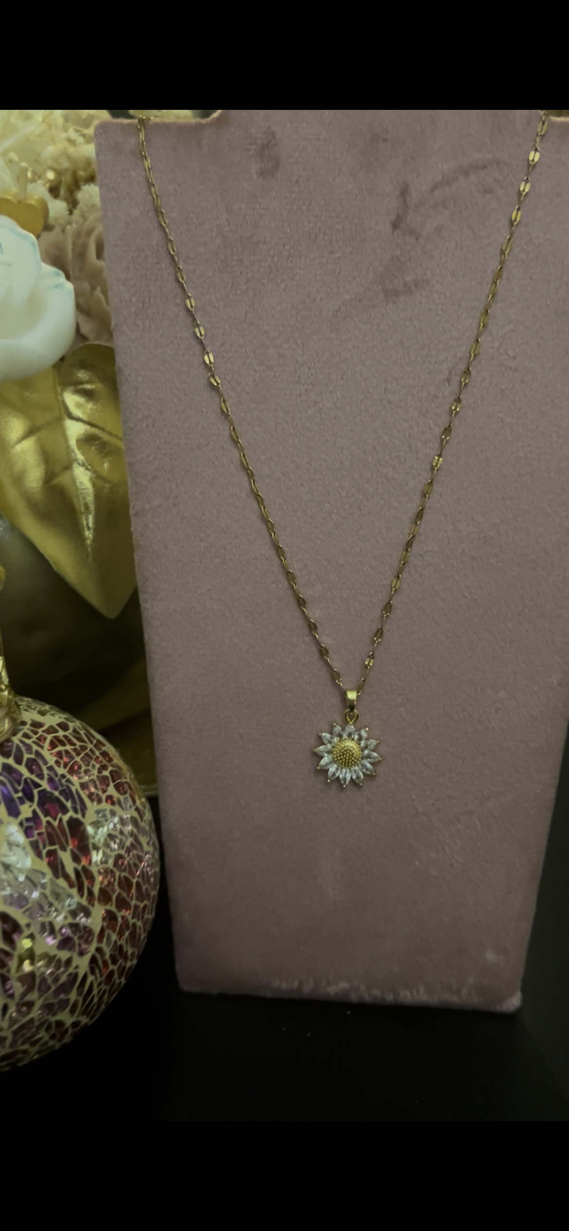 Sunshine Flower Ketting, 18K Verguld RVS met kristallen | Beautiva Boutique