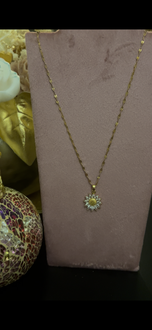 Sunshine Flower Ketting, 18K Verguld RVS met kristallen | Beautiva Boutique