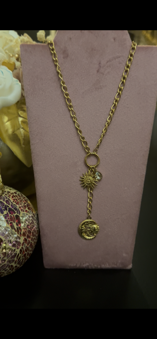 Zonne- en maan ketting van roestvrij staal | Beautiva Boutique