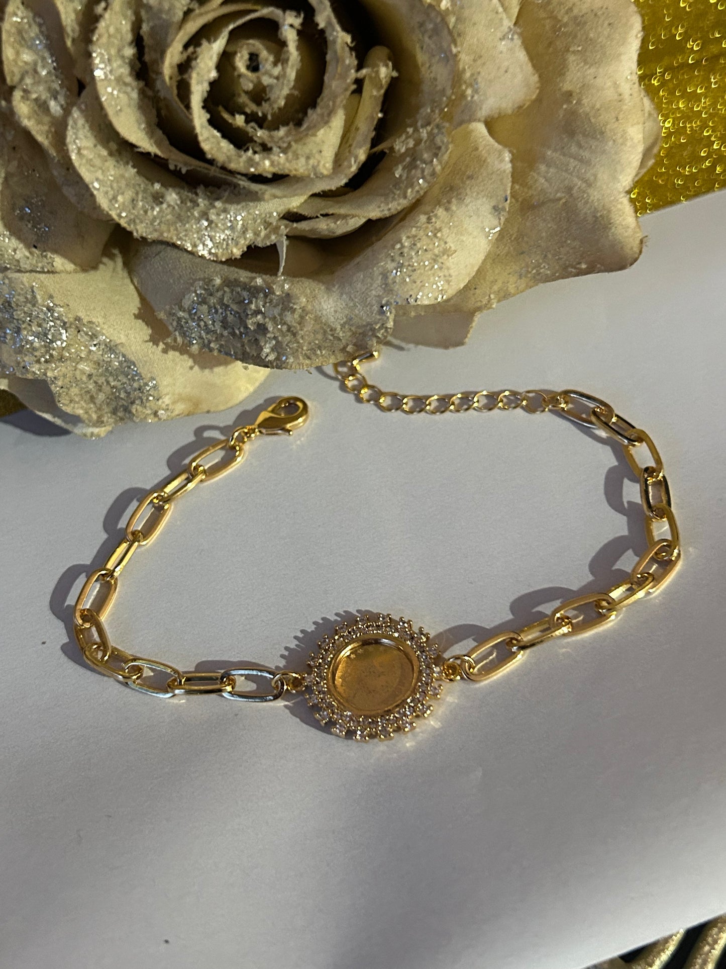 Luxe Turkse 18K vergulde munten armband met zirkonia, RVS| Beautiva Boutique